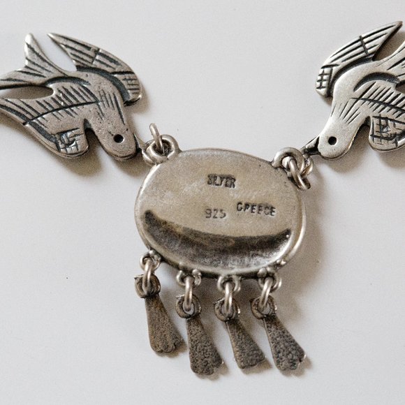 Amethyst Sterling Silver Bird Necklace. Free Ship - Picture 2 of 4